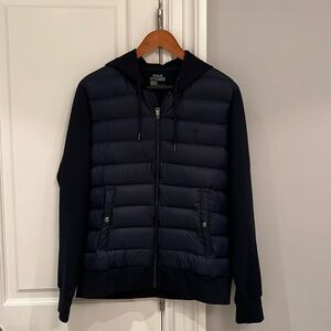 Polo , Ralph Lauren hooded down jacket , size medium, Navy